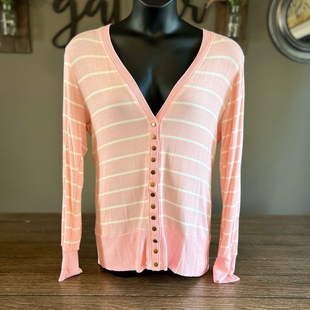 4 for $20 Zenana Outfitters Pink Striped Cardigan